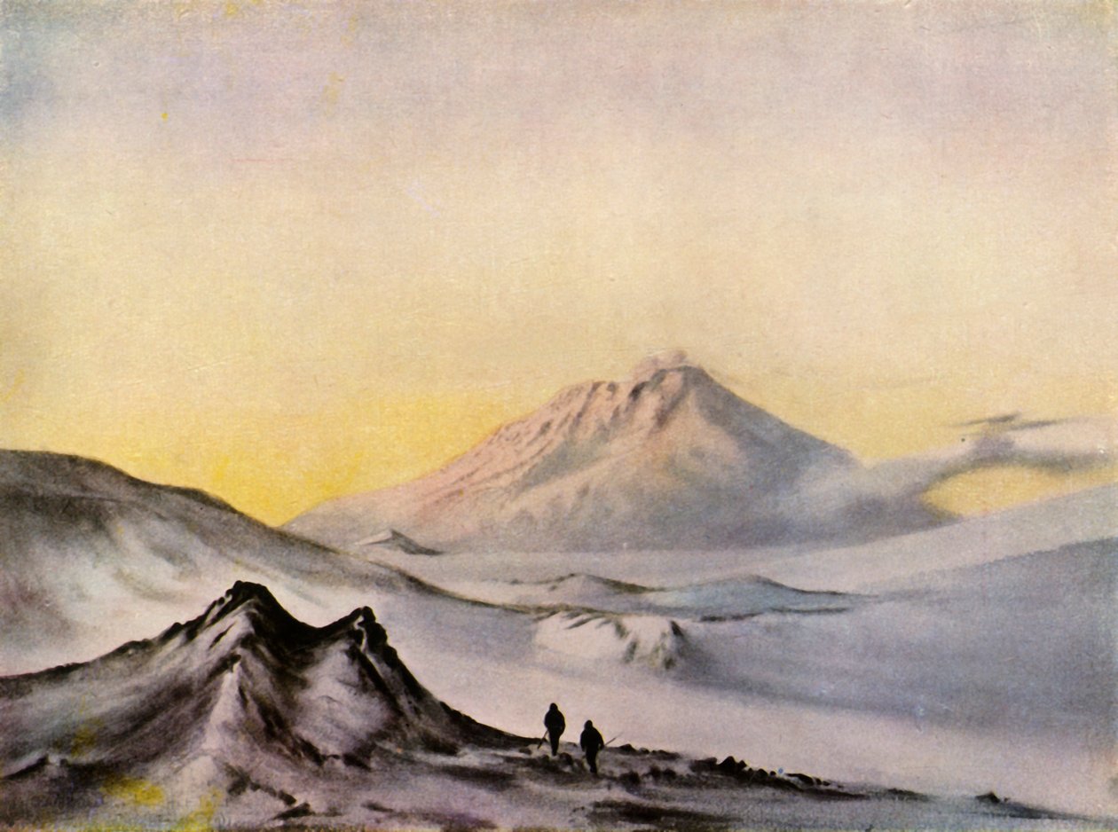 हट पॉइंट से माउंट एरेबस, c1911, 1943। द्वारा एडवर्ड विल्सन