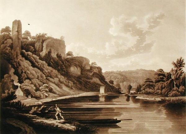 Wye नदी पर नए वियर का दृश्य, F नदी के दृश्य से प्लेट 11, F. Jukes द्वारा उत्कीर्ण, 1800 (एक्वाटिंट) द्वारा एडवर्ड (बाद) डेस