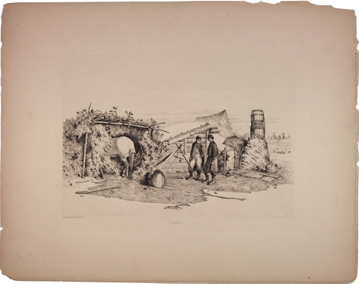 विंटर कैंप, 1876 में कमिसरी का क्वार्टर द्वारा एडविन ऑस्टिन फोर्ब्स