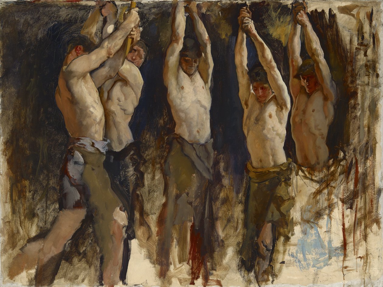 एनविल में पुरुष, द स्पिरिट ऑफ वल्कन के लिए अध्ययन करते हैं, c.1904-8 द्वारा एडविन ऑस्टिन अभय