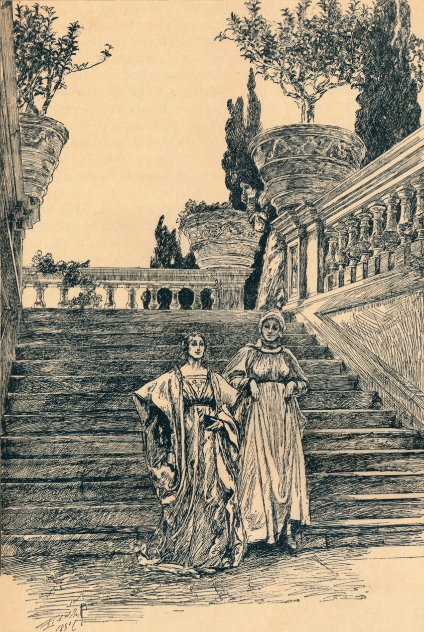 कुछ नहीं, c1890 के बारे में बहुत कुछ से दृश्य द्वारा एडविन ऑस्टिन अभय