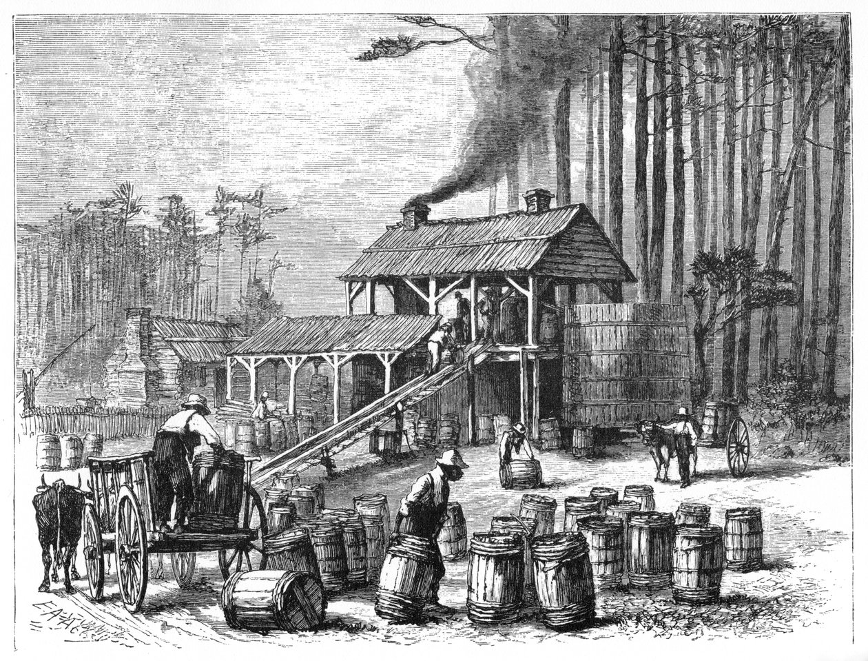टर्पेन्टाइन डिस्टिलरी, उत्तरी कैरोलिना, 1870। द्वारा एडविन ऑस्टिन अभय