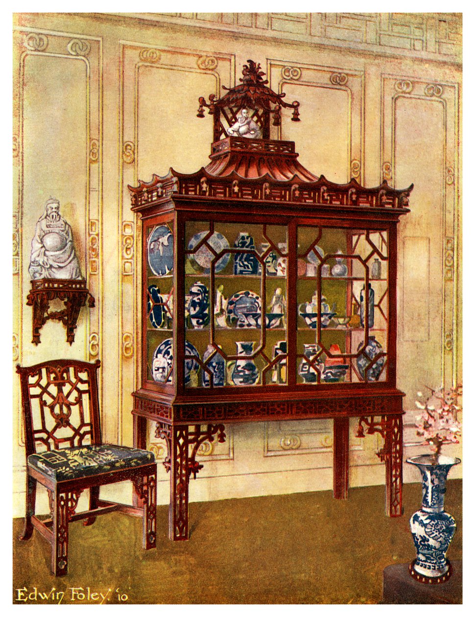 चीन में चीनी नक्काशीदार मामला चीनी तरीके से, 1911-1912 में। द्वारा एडविन फोली