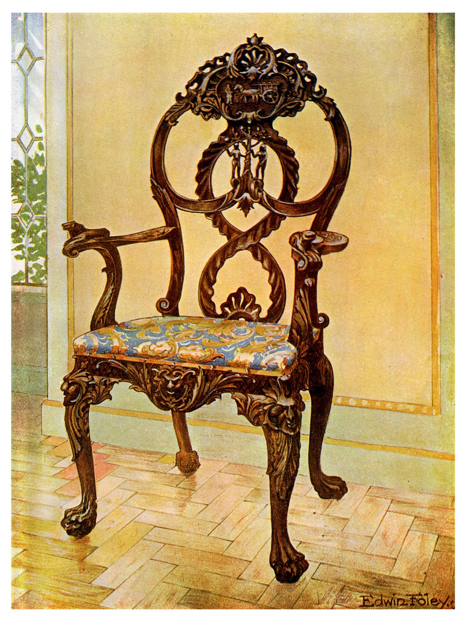 1911-1912 की शुरुआत में चिप्पेंडेल चेयरमैन की नक्काशी की गई। द्वारा एडविन फोली