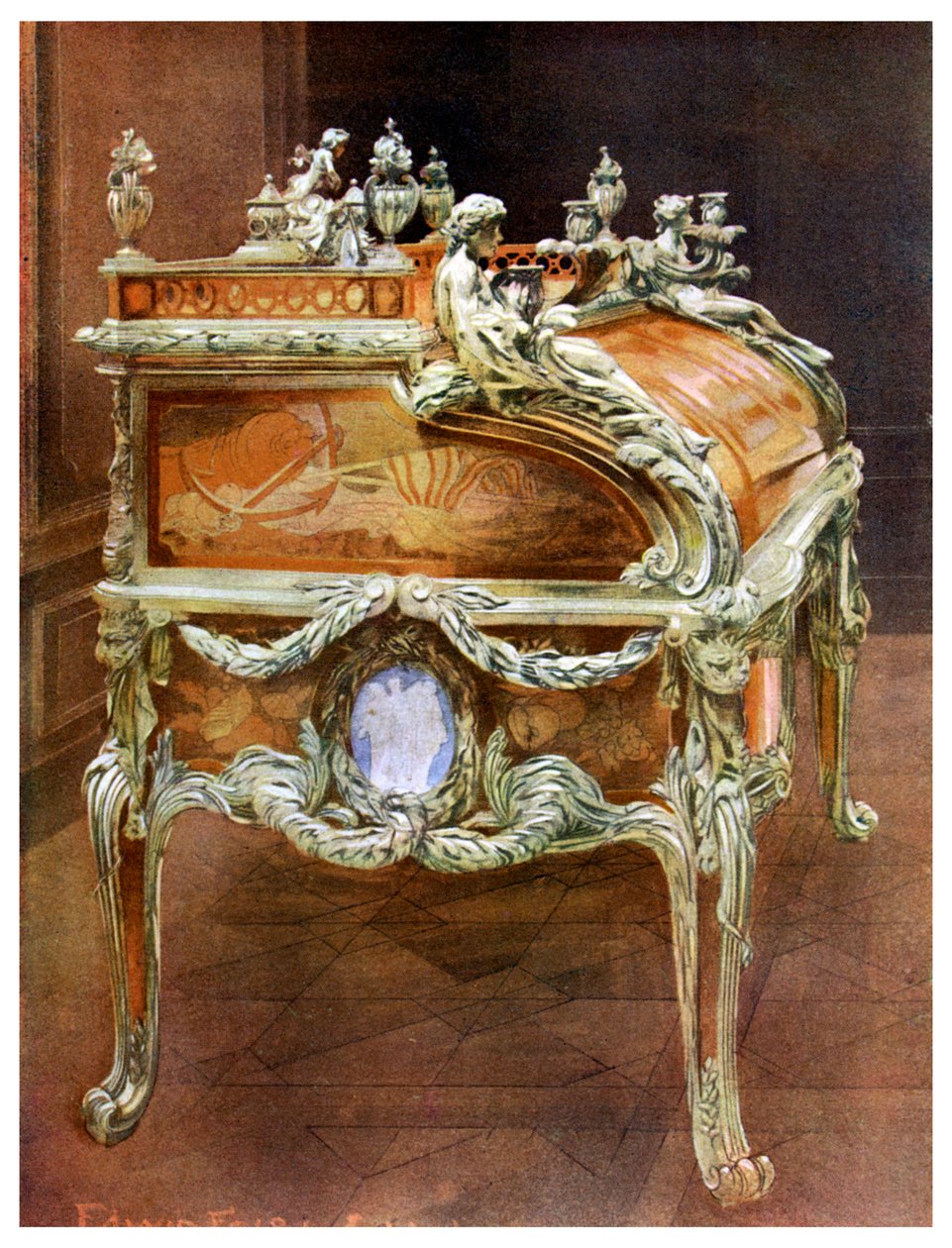 लुई XV की डेस्क, लौवर, पेरिस, 1911-1912। द्वारा एडविन फोली
