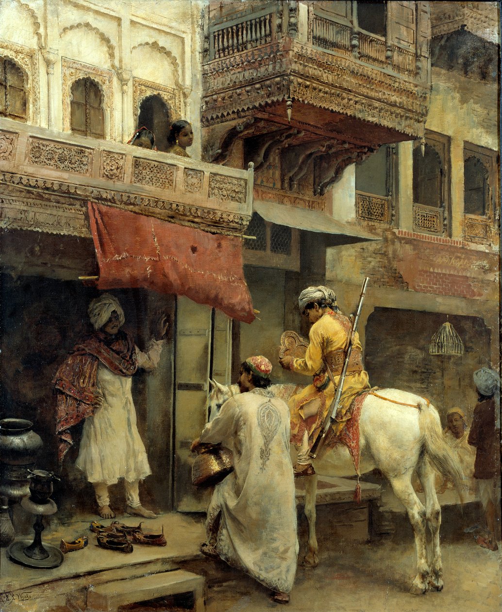 भारत में स्ट्रीट सीन, c.1885 (कैनवास पर तेल) द्वारा एडविन लॉर्ड वीक्स