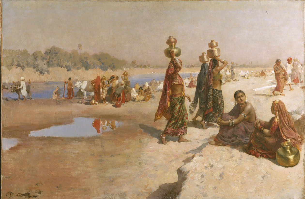 गंगा का जल वाहक, c.1885 (कैनवास पर तेल) द्वारा एडविन लॉर्ड वीक्स