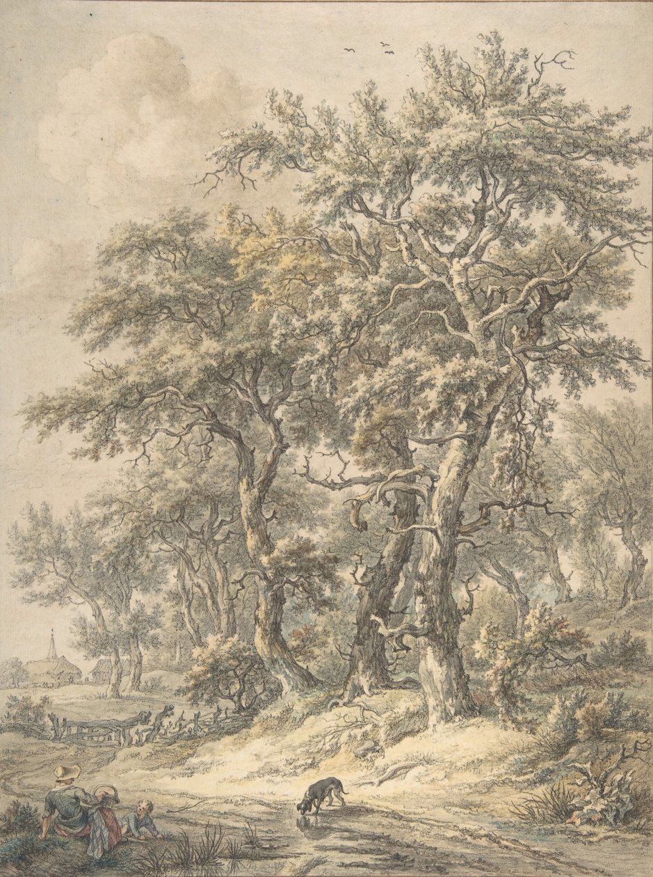 एक सड़क के बगल में बैठी महिला और बच्चा, 1760-1818। द्वारा एगबर्ट वैन ड्रिएलस्टा