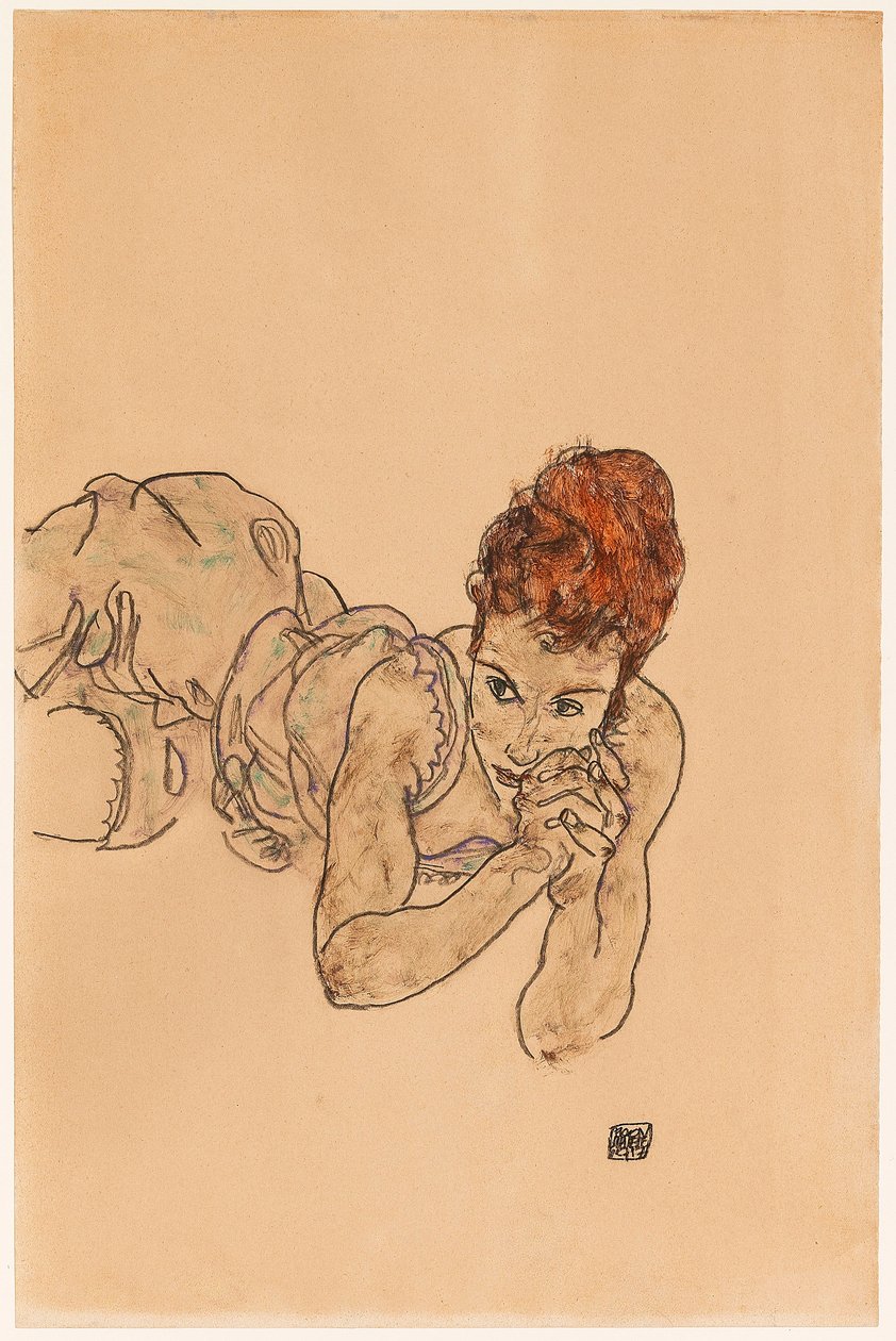झूठ बोलने वाली महिला, 1917। द्वारा इगोन शीले