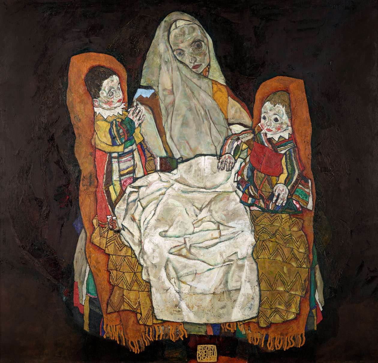 दो बच्चों के साथ माँ III, 1915-1917। द्वारा इगोन शीले