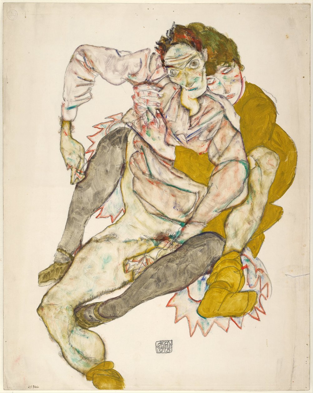 बैठा युगल, 1915 द्वारा इगोन शीले