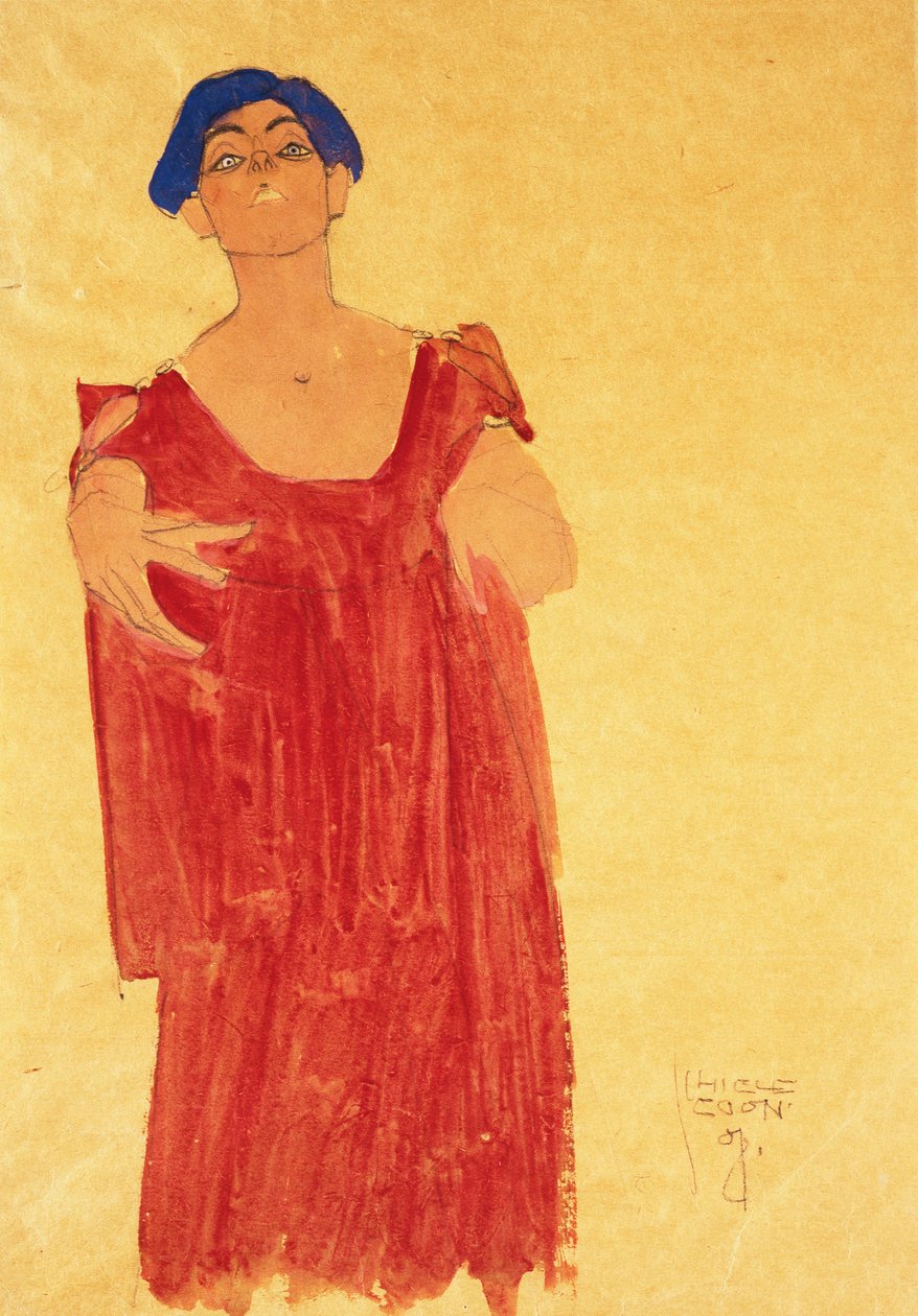 नीले बालों वाली महिला; नीली बाल वाली महिला, 1918 द्वारा इगोन शीले
