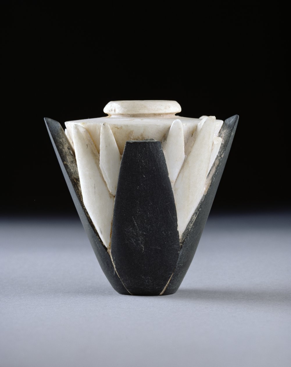लोटस जार, अर्ली डायनेस्टिक पीरियड (c.2950-c.2575) (ट्रैवर्टीन, आर्गिललाइट प्लास्टर) द्वारा मिस्र