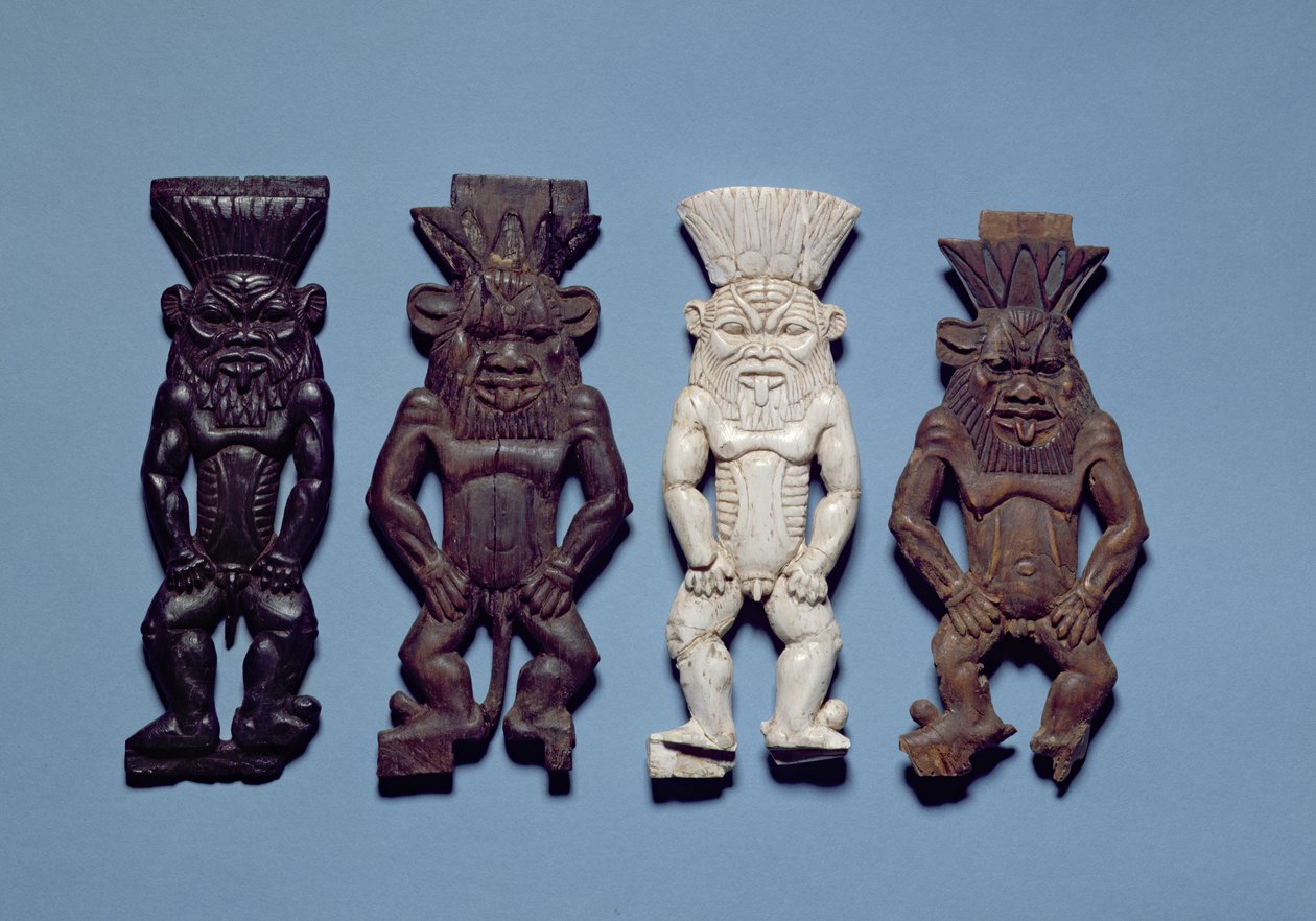 Grotesque देवता Bes, न्यू किंगडम (लकड़ी और हाथीदांत) के चार आंकड़े द्वारा मिस्र का 18वां राजवंश Dy