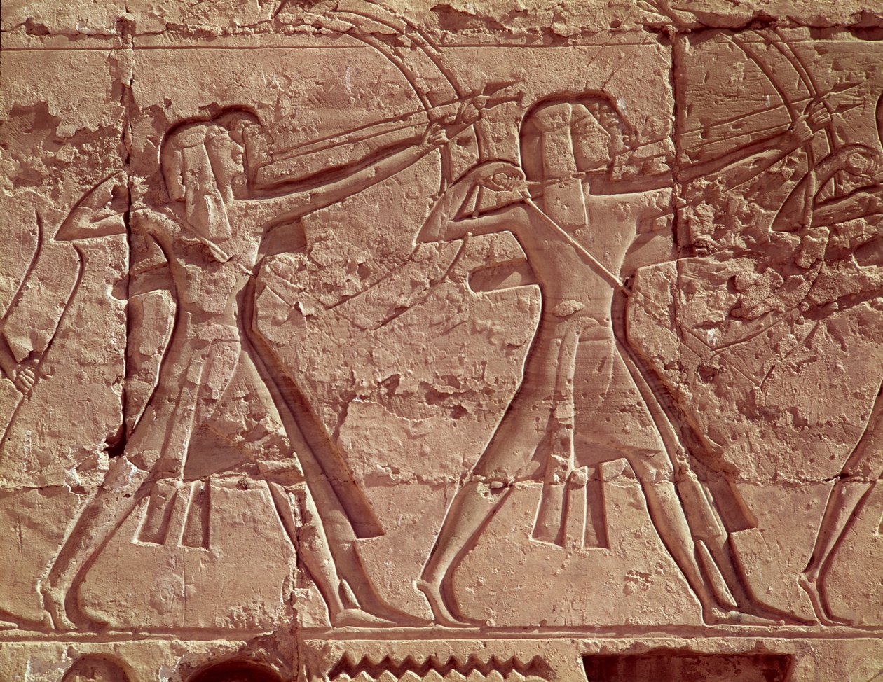 आर्चर, रामेसेस III के शिकार से विस्तार (c.1184-1153 ईसा पूर्व) रामसेस तृतीय के मुर्दाघर मंदिर से, न्यू किंगडम (बलुआ पत्थर) द्वारा मिस्र का 20 वां राजवंश