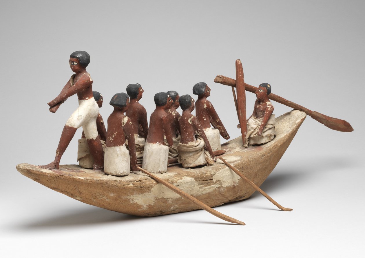 खीटी (बेनी हसन) मध्य साम्राज्य, C.2010 ईसा पूर्व - 1950 ई.पू. (चित्रित लकड़ी और लिनन) के मकबरे से मॉडल नौकायन नाव द्वारा मिस्र का 12 वां राजवंश