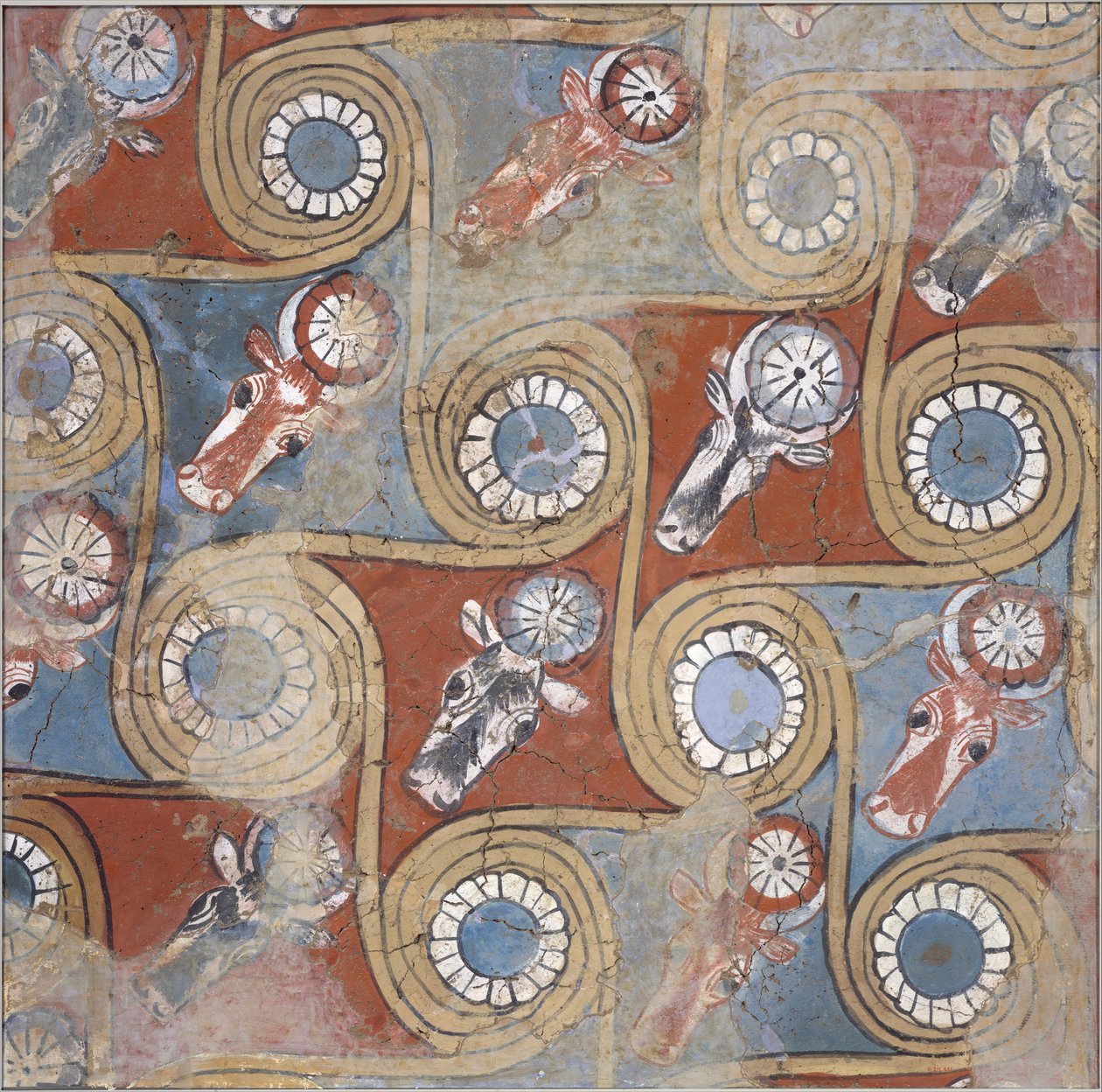 अमेनहोट III के महल से सीलिंग पेंटिंग, c.1390–1353 ईसा पूर्व (सूखे कीचड़, मिट्टी का प्लास्टर, गेसो) द्वारा मिस्र का 18वां राजवंश Dy