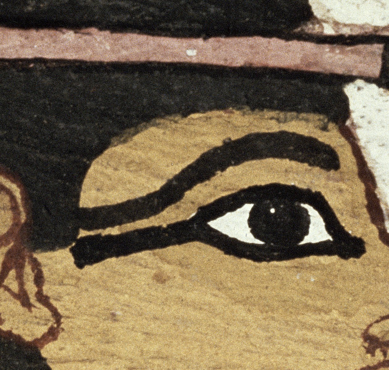 द लेडी ऑफ मदजा, न्यू किंगडम के एक ताबूत की सजावट का विवरण, c.1450 ईसा पूर्व (चित्रित लकड़ी) (95067 का विवरण) द्वारा मिस्र का 18वां राजवंश Dy