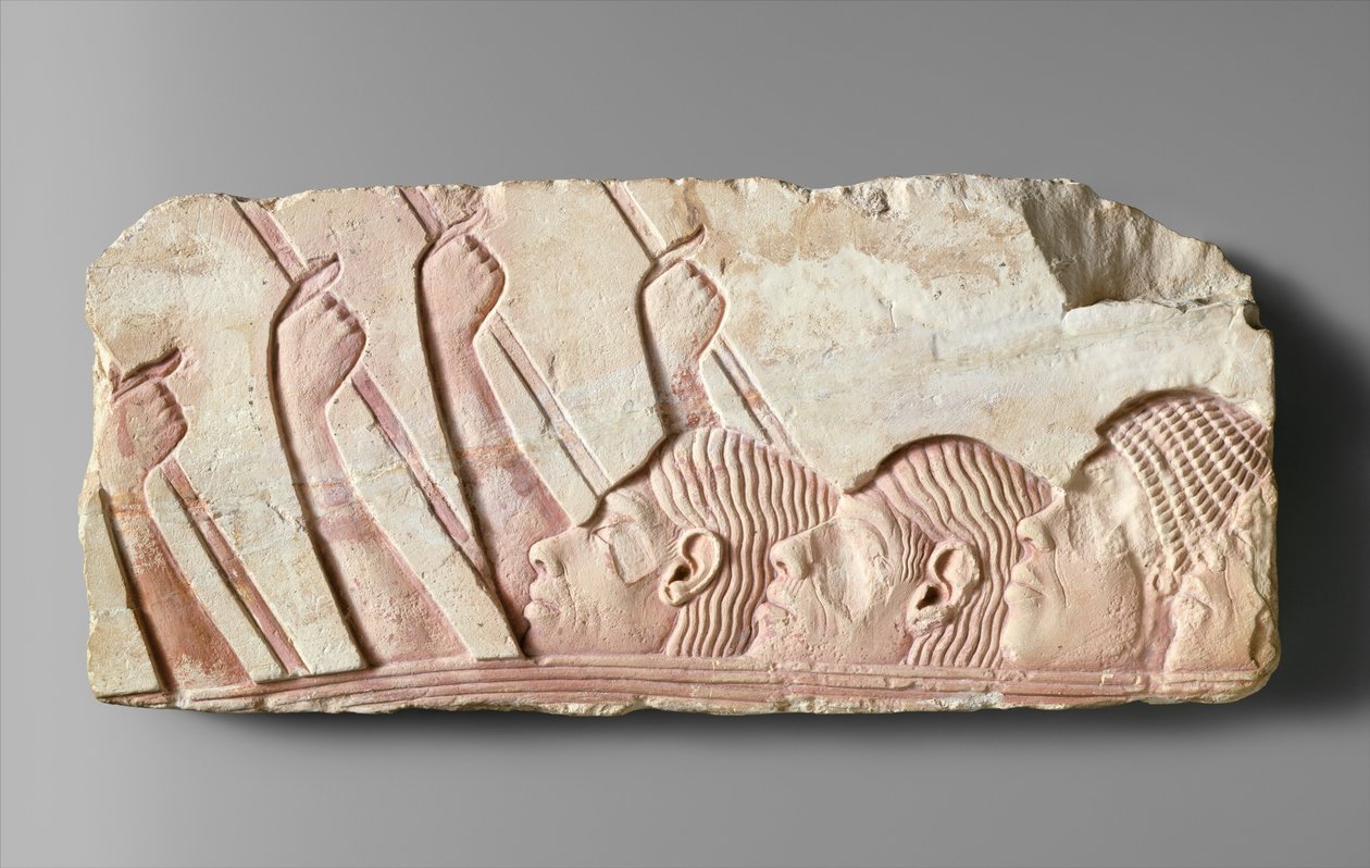 एक जुलूस में विदेशी, c.1345 ईसा पूर्व (चित्रित चूना पत्थर) द्वारा मिस्र का 18वां राजवंश Dy