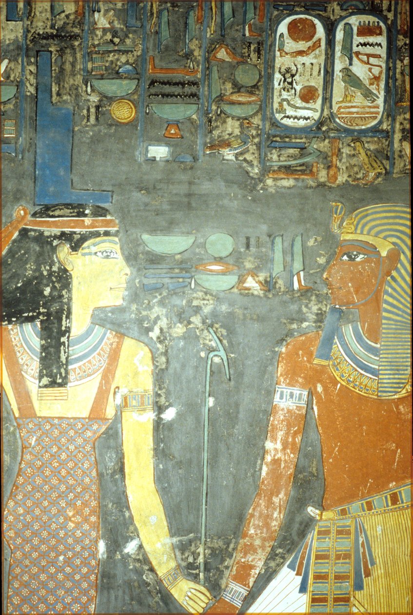 होरहेब और आइसिस, होरहेब के मकबरे से (c.1323-1295 ईसा पूर्व) न्यू किंगडम (दीवार पेंटिंग) द्वारा मिस्र का 18वां राजवंश Dy