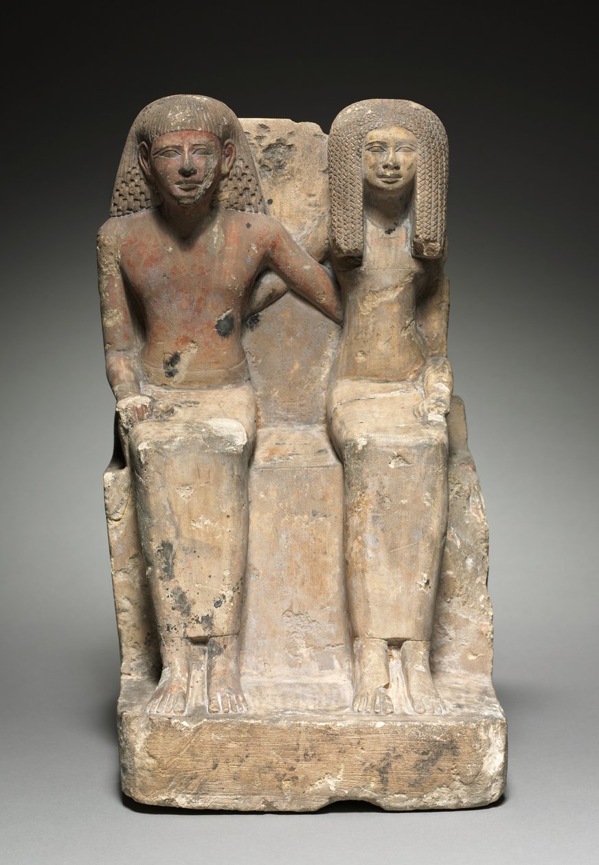 बैठा जोड़ी प्रतिमा, c.1479-1425 ईसा पूर्व द्वारा मिस्र का 18वां राजवंश Dy