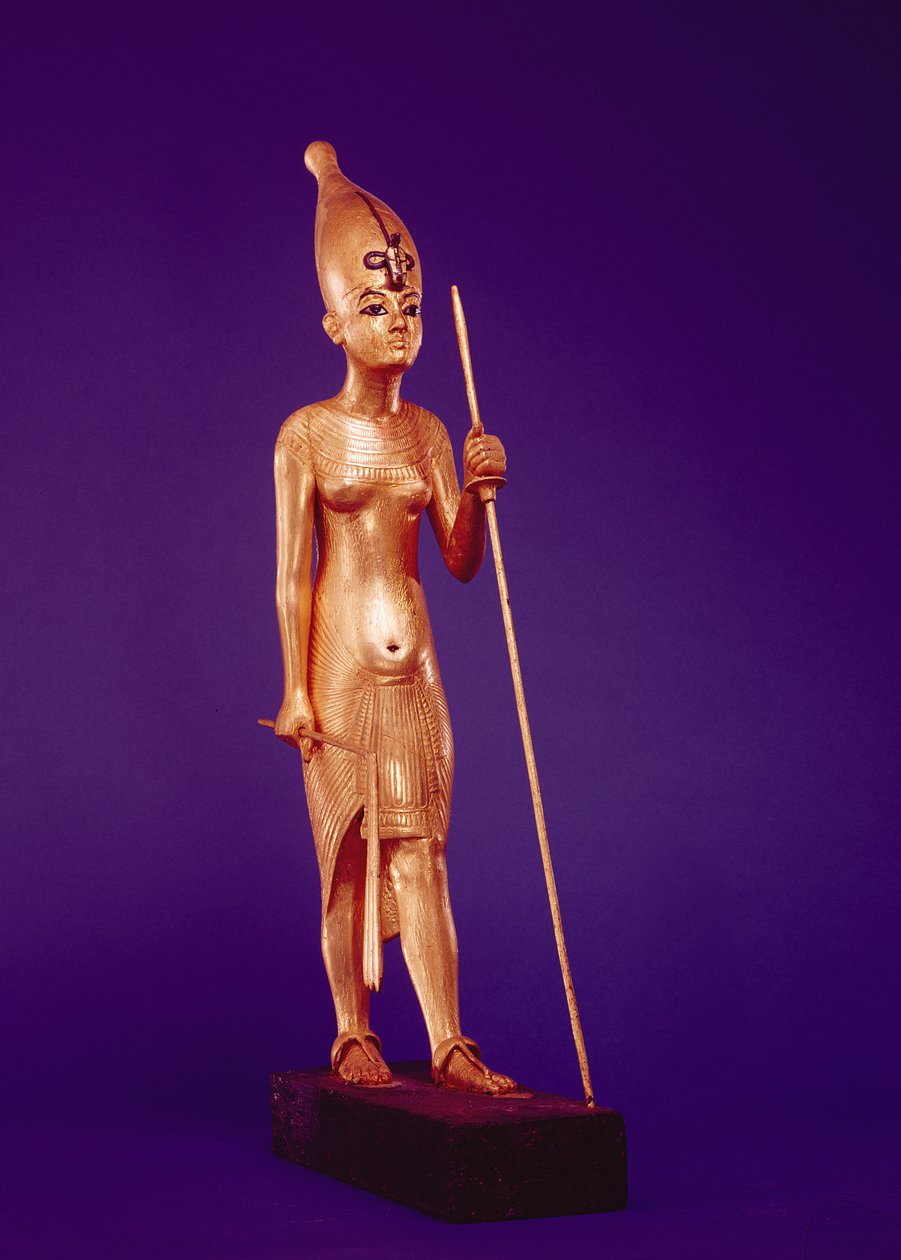 तूतनखामुन के मकबरे से राजा का स्टैचुएट (c.1370-1352 ईसा पूर्व) न्यू किंगडम (गिल्ड की लकड़ी) द्वारा मिस्र का 18वां राजवंश Dy