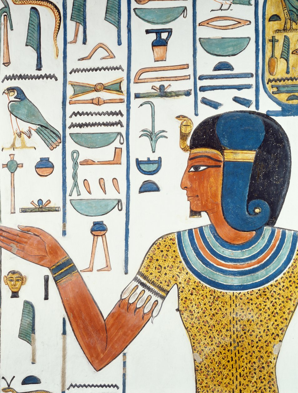 Hornedjitef के साथ स्तंभ, Nefertari के दफन कक्ष में भित्तिचित्रों का विवरण, क्वींस की घाटी, लक्सर, थेब्स (यूनेस्को विश्व विरासत सूची) द्वारा मिस्र का 19 वां राजवंश