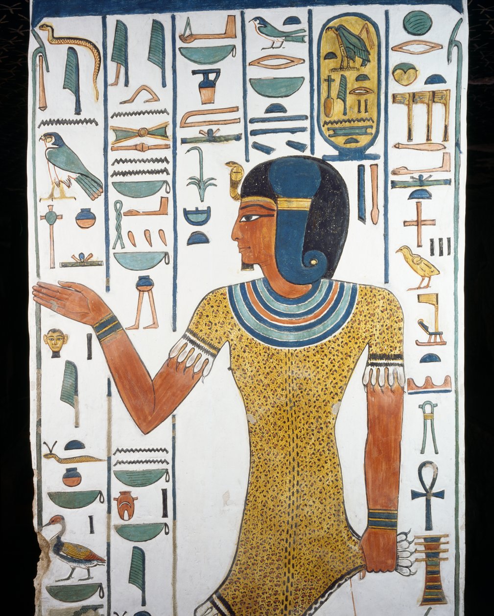 Horus-Neg-Itef, फ्रेस्को, दफन कक्ष का दक्षिण-पूर्व स्तंभ, क्वीन नेफ़र्टारी का मकबरा (QV66), क्वींस की घाटी, थेब्स (यूनेस्को विश्व विरासत सूची) द्वारा मिस्र का 19 वां राजवंश