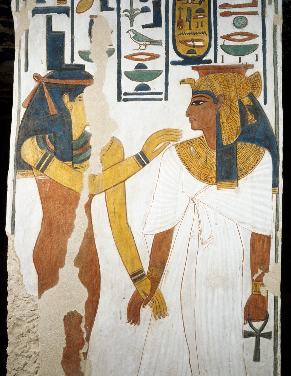 Nefertari, Nefertari के मकबरे के दूसरे कक्ष में भित्तिचित्रों से विस्तार, क्वींस की घाटी, लक्सर, थेब्स (यूनेस्को विश्व विरासत सूची) द्वारा मिस्र का 19 वां राजवंश