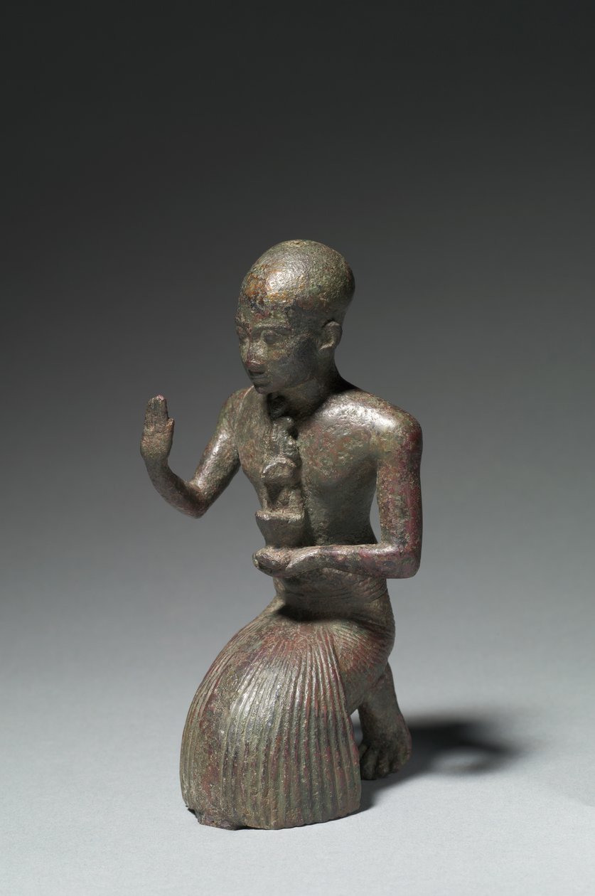 एक घुटने के पुजारी की मूर्ति, 1186-1069 ईसा पूर्व द्वारा मिस्र का 20 वां राजवंश