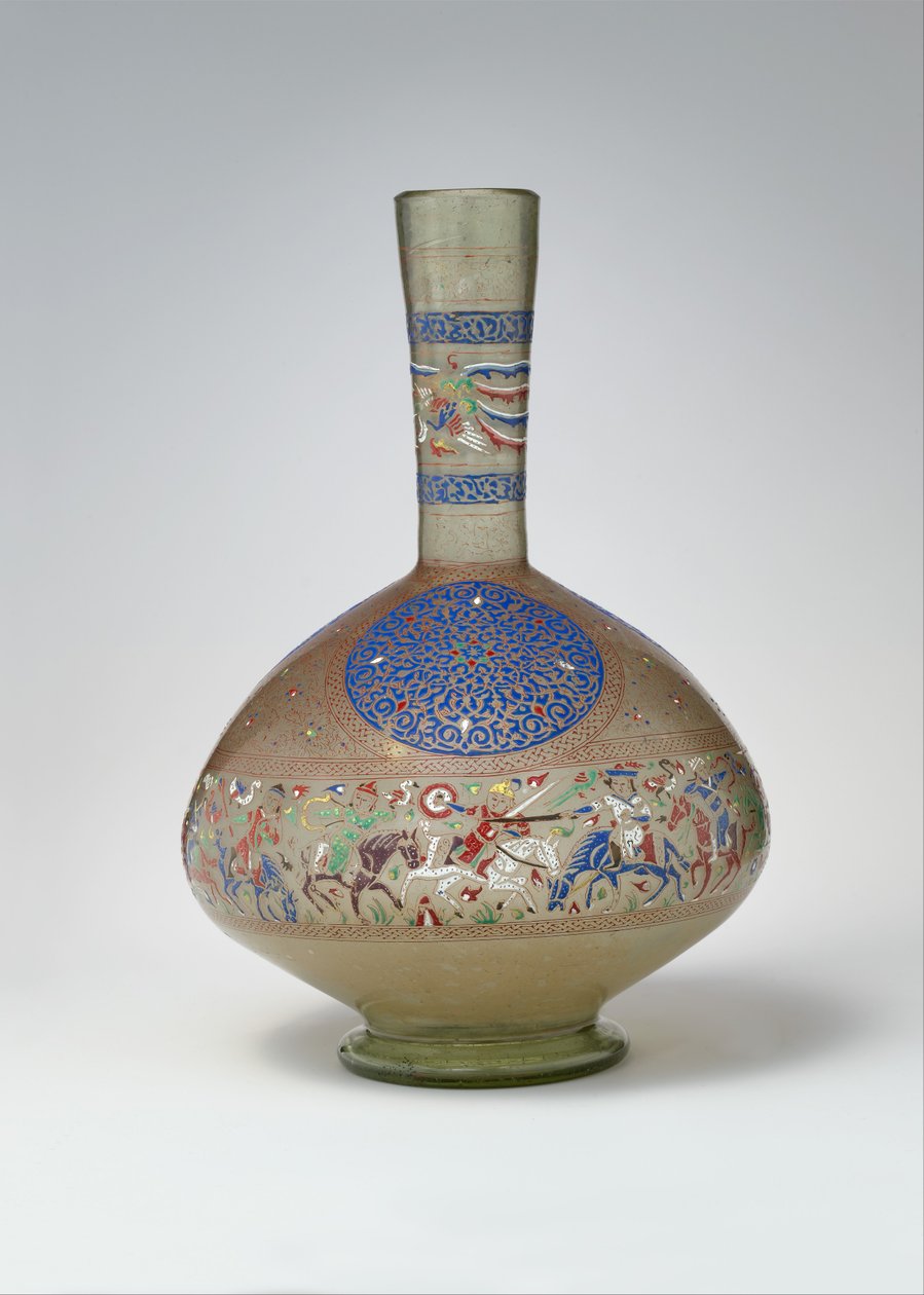तामचीनी और सोने का पानी चढ़ा बोतल, c.1270-99 (ग्लास) द्वारा मिस्र का स्कूल