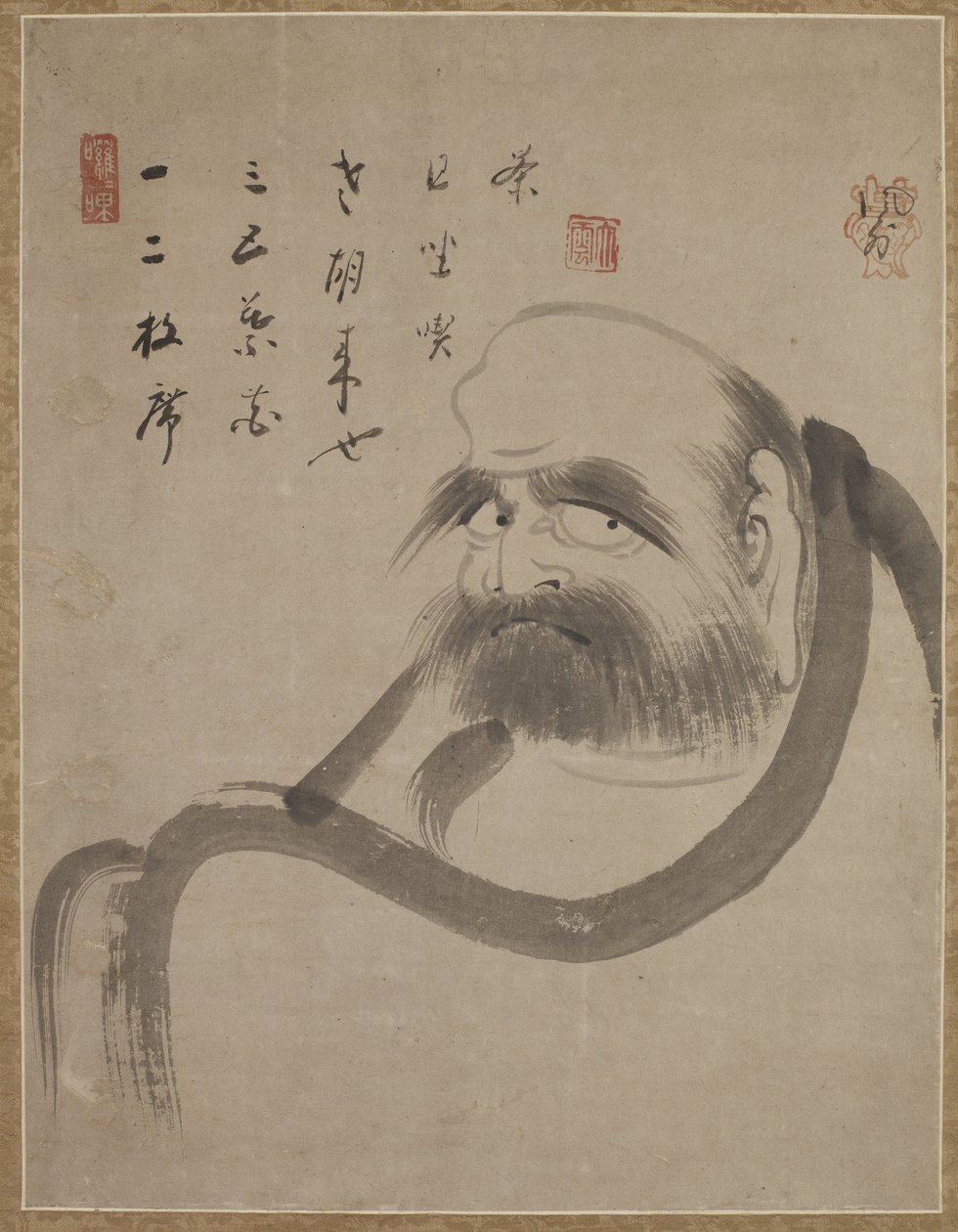 बोधिधर्म, c.1645 (कागज पर स्याही) द्वारा एकुन फुगाई एकं फुगाई
