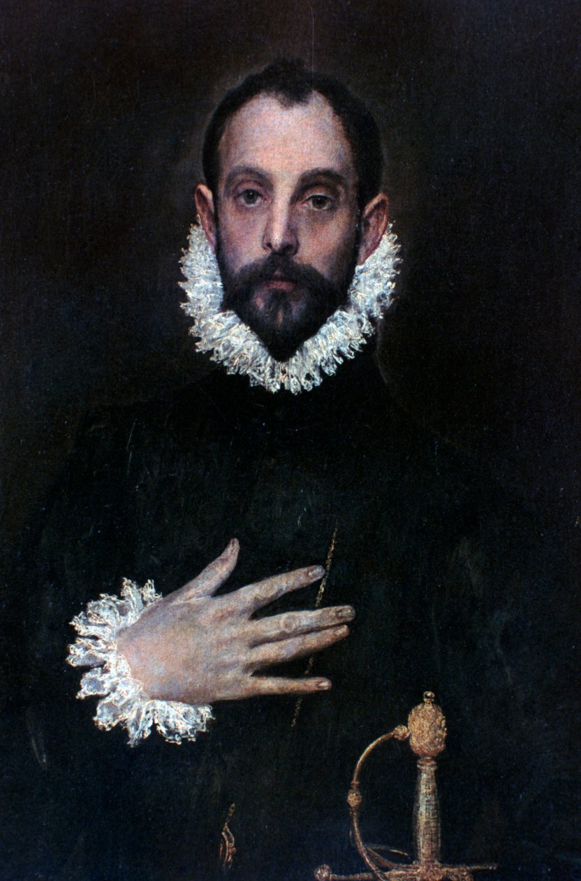 ए नोबलमैन विथ हैंड्स ऑन चेस्ट, c1577-1584 द्वारा एल ग्रीको