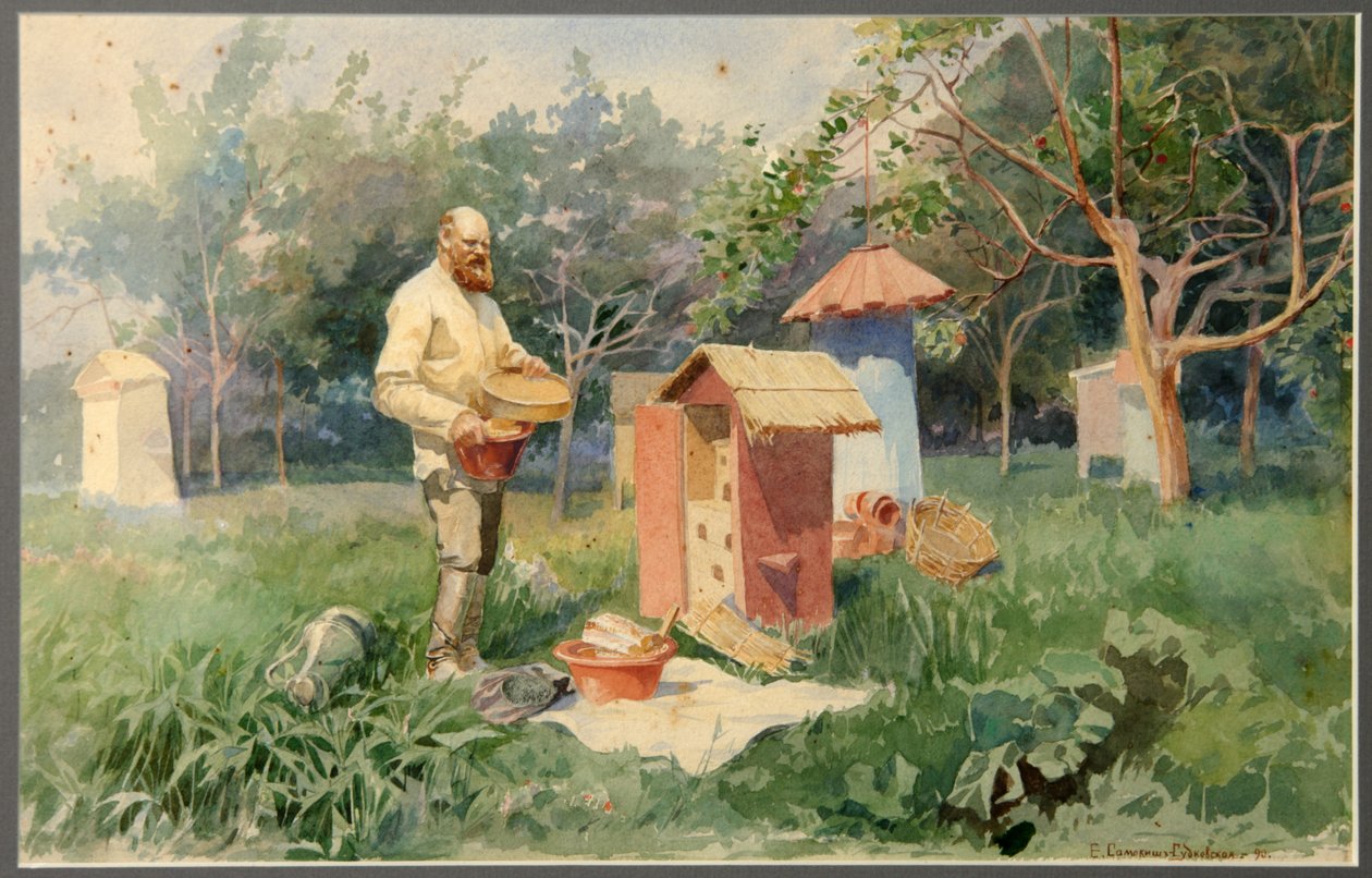 मधुमक्खी यार्ड में, 1890 द्वारा ऐलेना पेत्रोव्ना समोकिश सुदकोवस्काया
