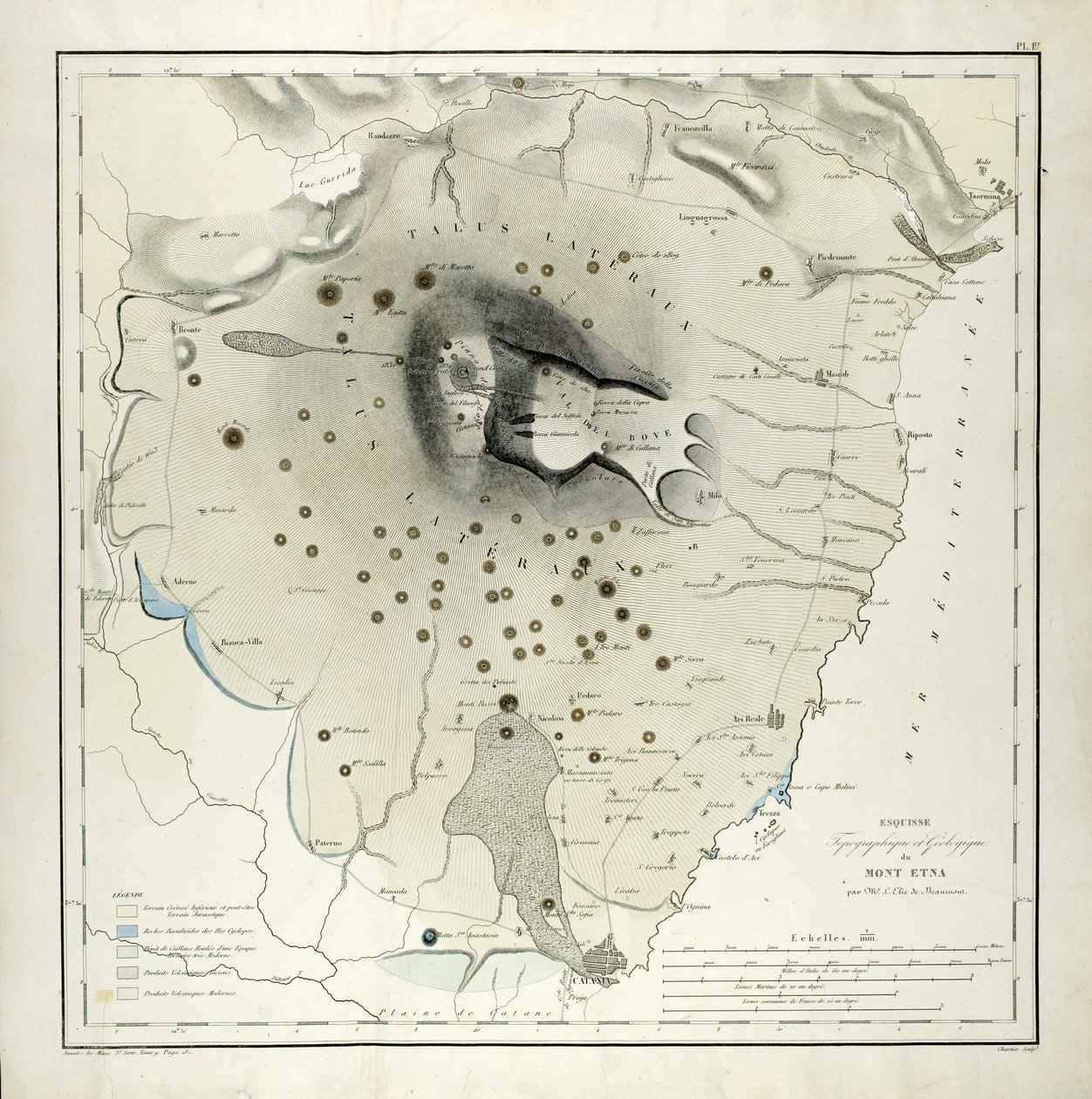 माउंट एटना (जलीय) का स्थलाकृतिक और भूवैज्ञानिक अध्ययन द्वारा एली डी ब्यूमोंट