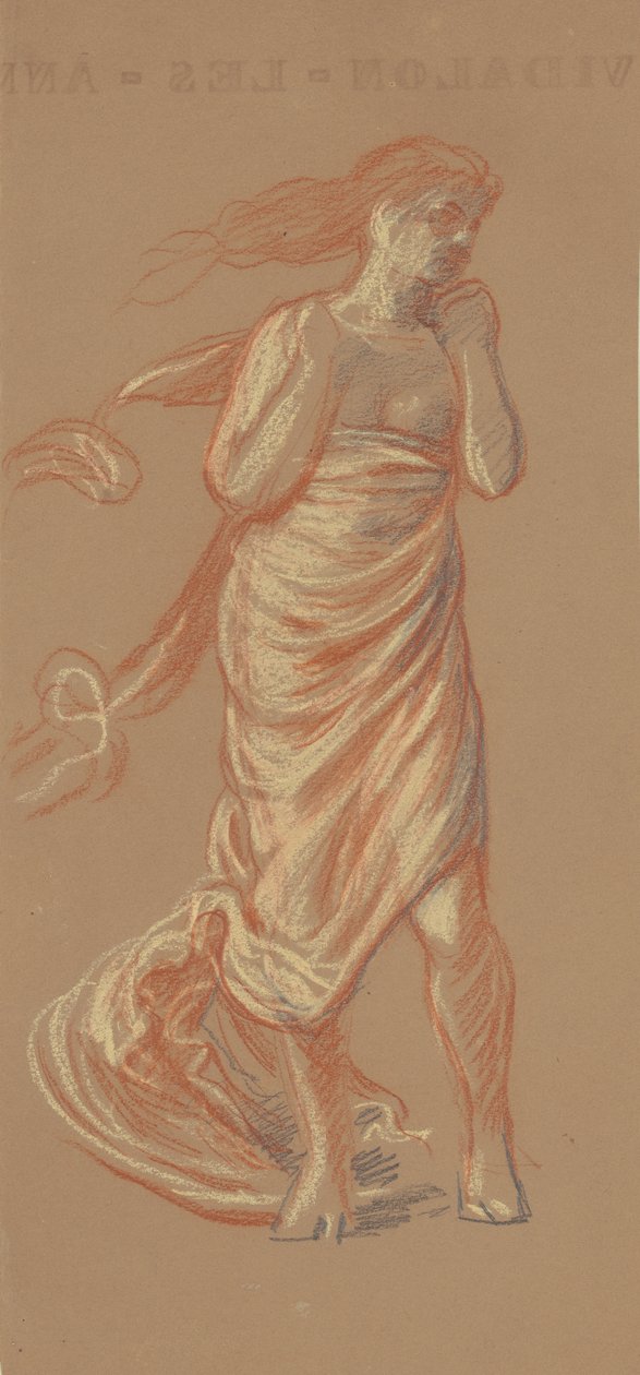स्टैंडिंग ड्रेप्ड फीमेल फिगर, c.1872-77 (वॉय पेपर पर क्रेयॉन) द्वारा एलीहु वेडर