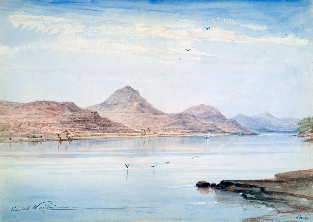 नील नदी पर, गेबेल एल मोदी, नूबिया, 1861 द्वारा एलिजा वाल्टन