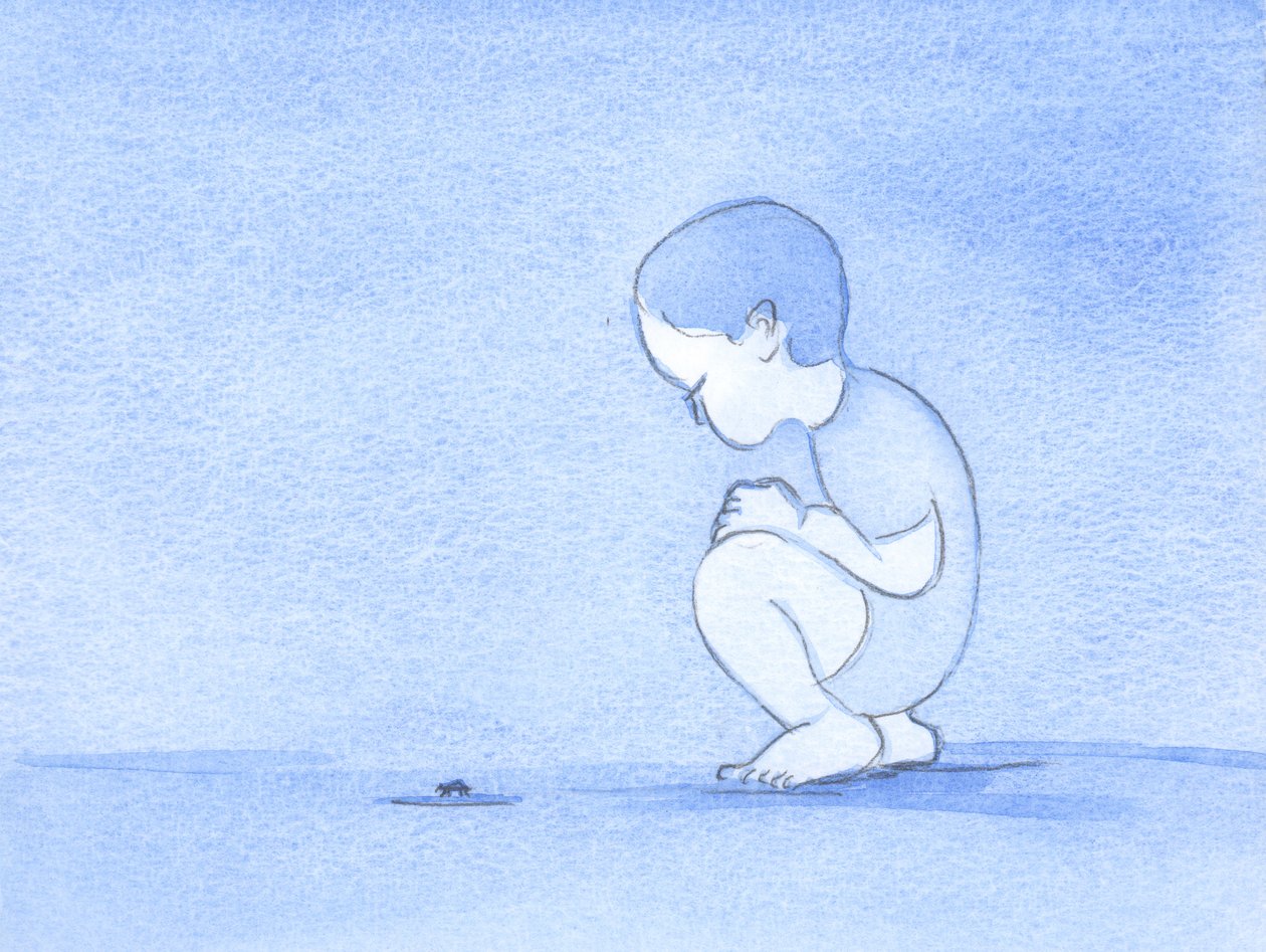 सभी अजीब जीव, जैसे कि यह बच्चा कीट को देखता है, भगवान की उदारता और मनुष्य की खुशी के लिए बनाया गया था; अभी तक, हम अपूर्ण और प्रकृति विकारग्रस्त हैं, 2002 (w - c कागज पर) द्वारा एलिजाबेथ वांगो