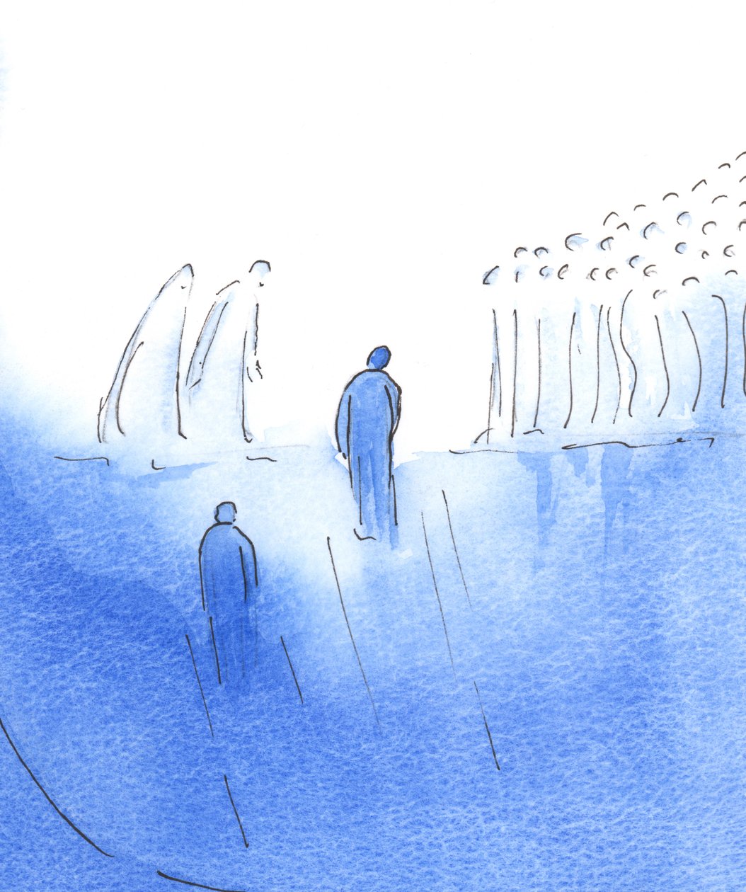 स्वर्ग के &39;एज&39; में: मैंने देखा कि क्राइस्ट और उनकी मां, सभी संतों और स्वर्गदूतों के साथ, हमारे पुजारी को बधाई देने के लिए आगे बढ़ी, 2003 (कागज पर w - c) द्वारा एलिजाबेथ वांगो