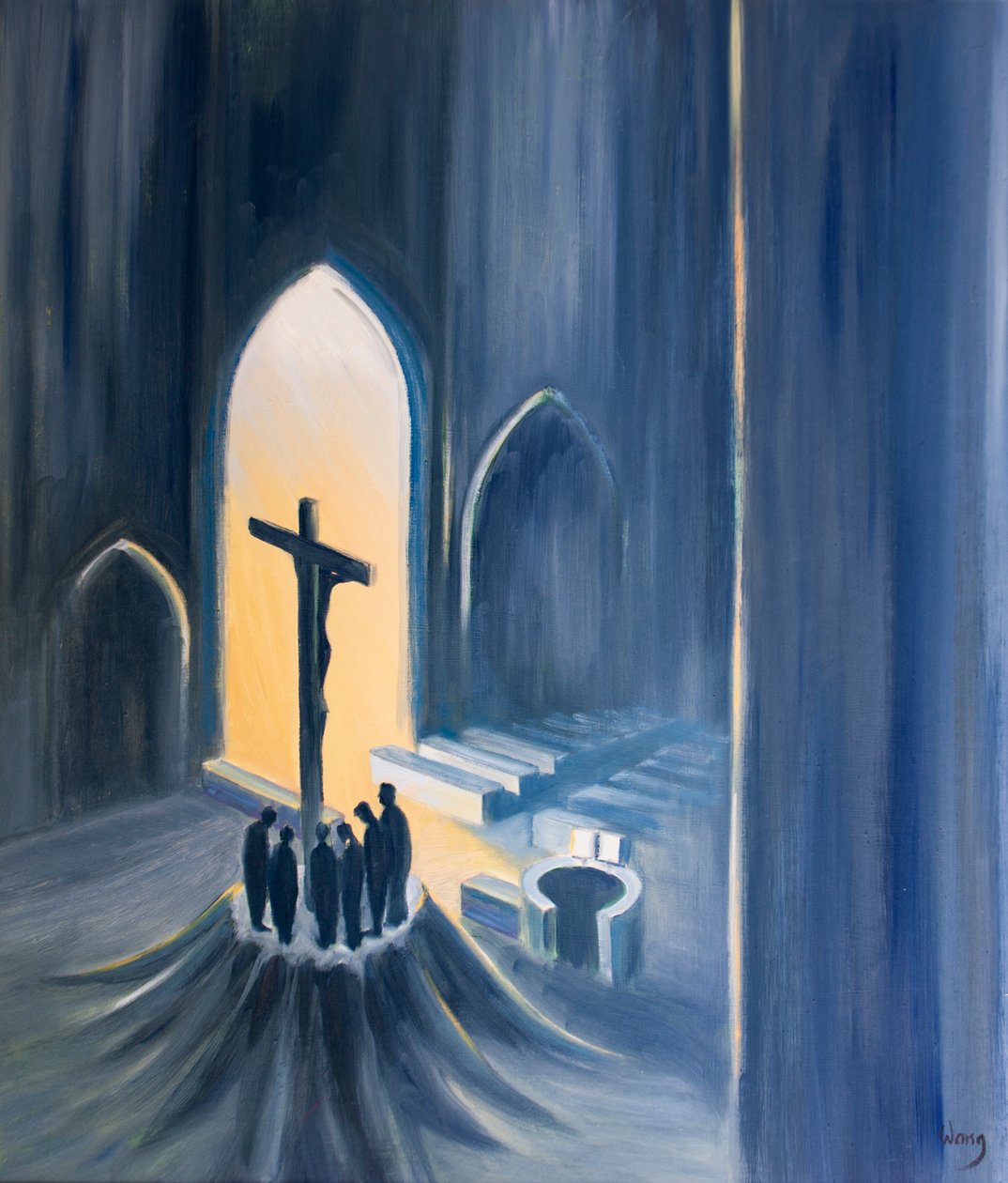 द्रव्यमान पर हम एक पवित्र और जीवित बलिदान, 2001 (बोर्ड पर तेल) का धन्यवाद करने की पेशकश करते हैं द्वारा एलिजाबेथ वांगो