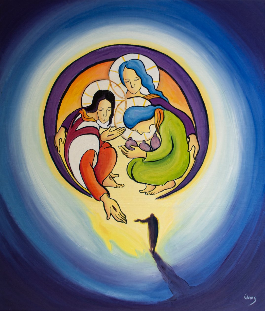 मसीह में पश्चाताप और विश्वास के माध्यम से हम उसे पवित्र ट्रिनिटी, 2001 (बोर्ड पर तेल) के दिल में आकर्षित करने की अनुमति देते हैं द्वारा एलिजाबेथ वांगो