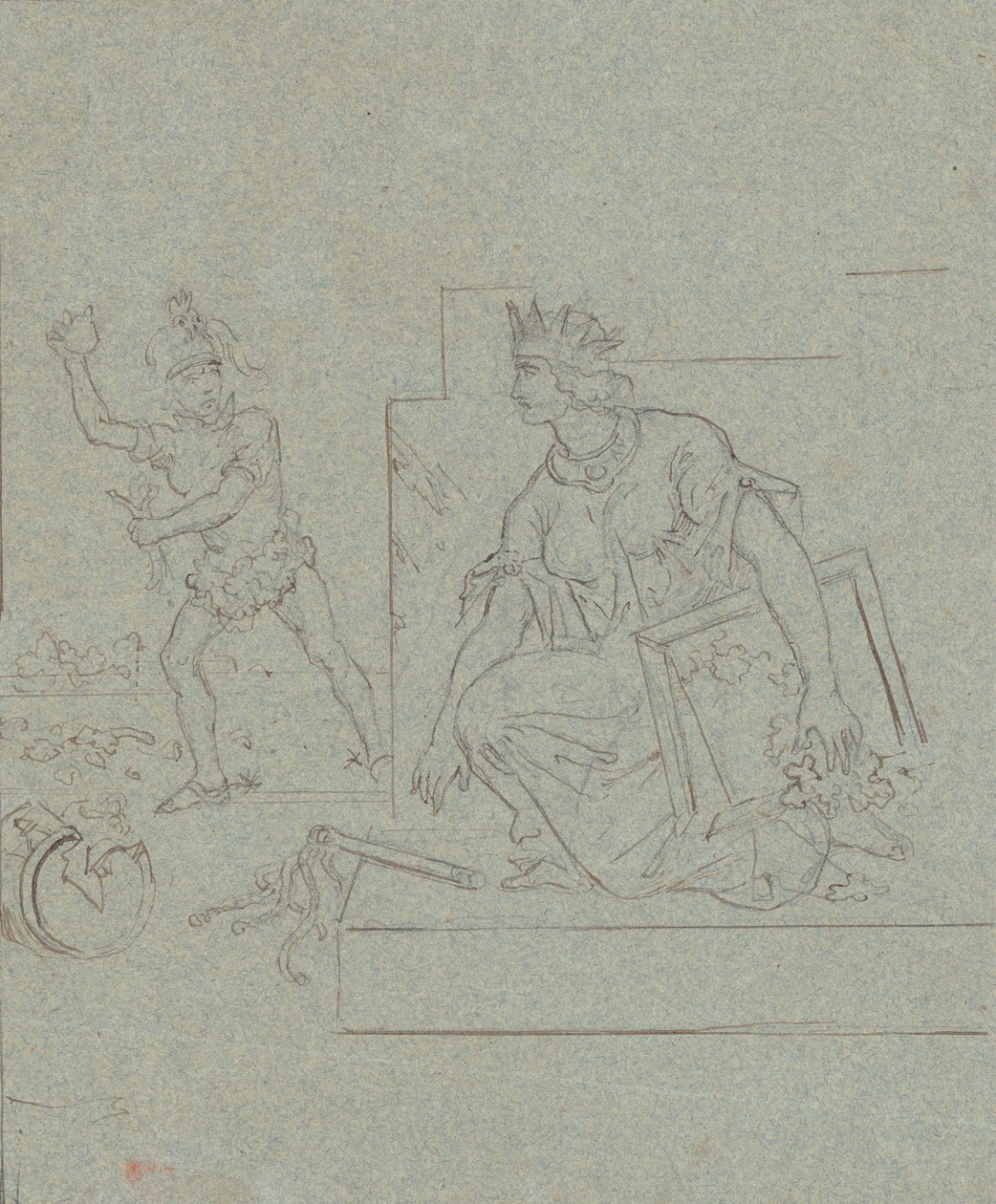 अमेरिकी गृहयुद्ध पर राजनीतिक कार्टून, c.1860 (कलम, स्याही और ग्रे रखी कागज पर ग्रेफाइट द्वारा इमानुएल गोटलिब लेउत्ज़े
