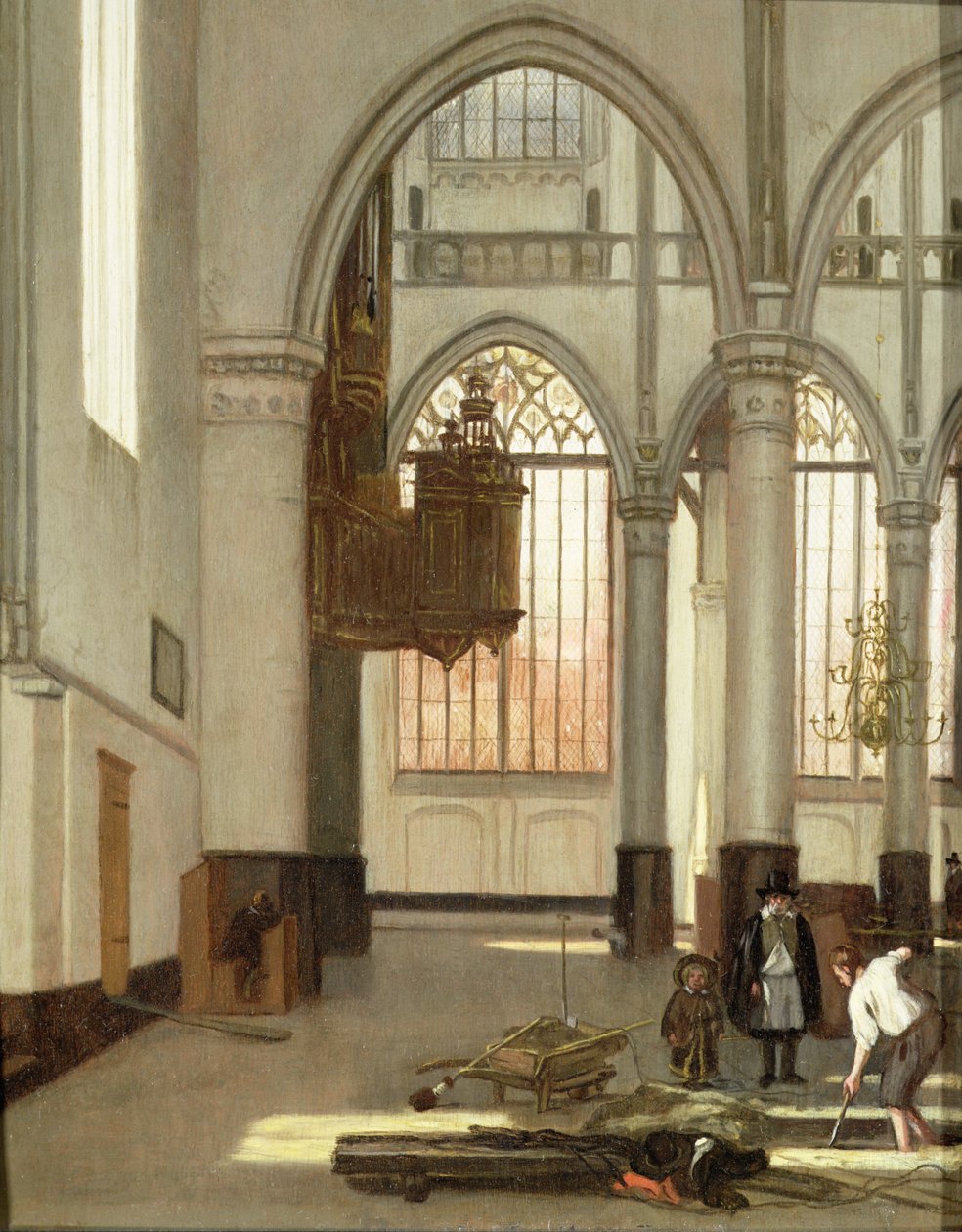 Oude Kerk, एम्स्टर्डम (पैनल) के पश्चिमी छोर में ग्रेवेगिगर्स द्वारा एमानुएल डी विट्टे