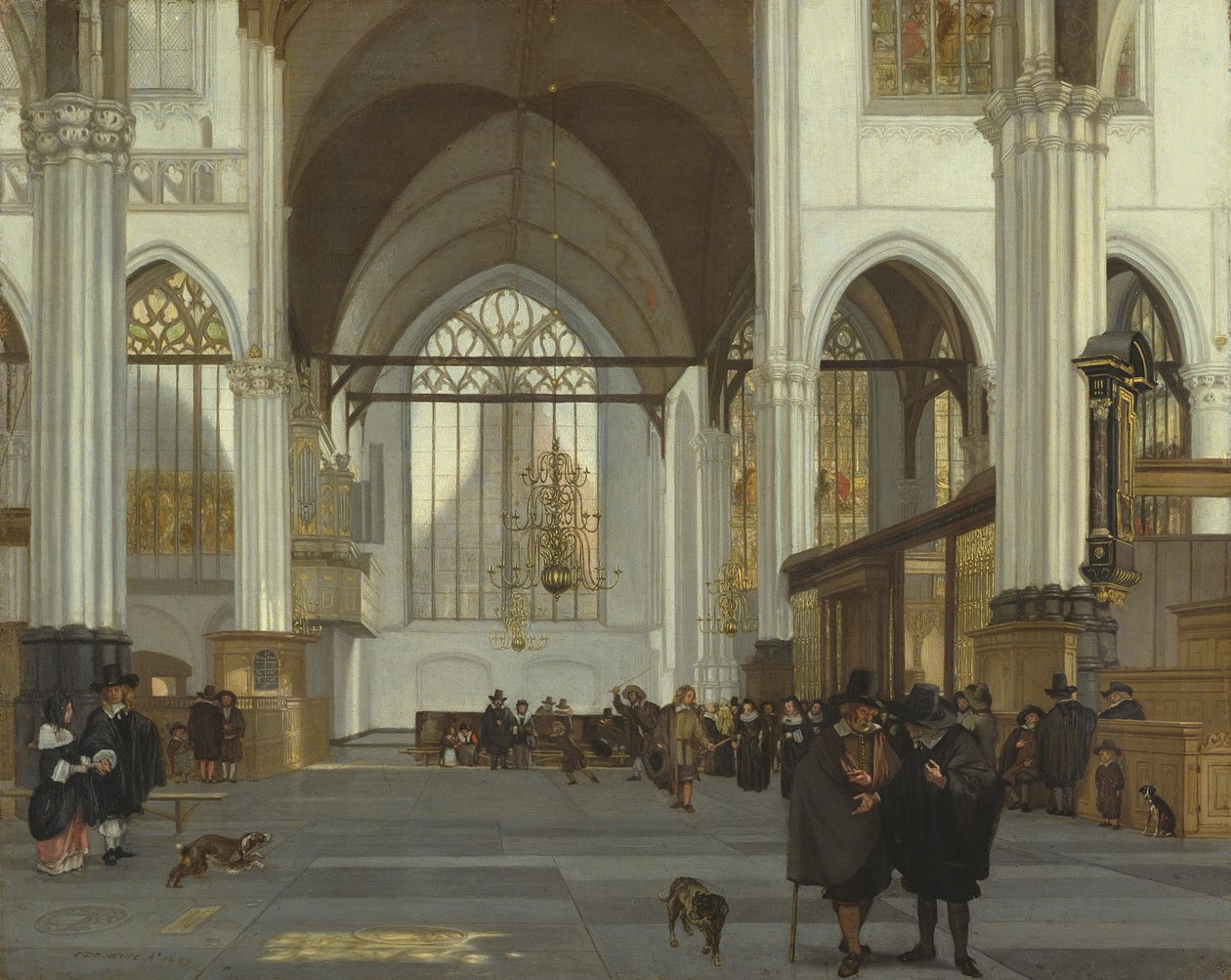 Oude Kerk, एम्स्टर्डम का इंटीरियर, 1659 द्वारा एमानुएल डी विट्टे