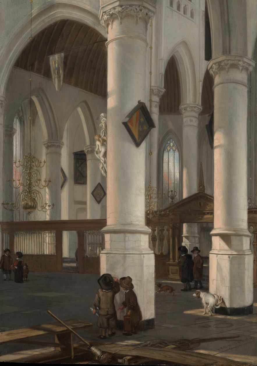 Oude Kerk, Delft का इंटीरियर, शायद 1650। द्वारा एमानुएल डी विट्टे