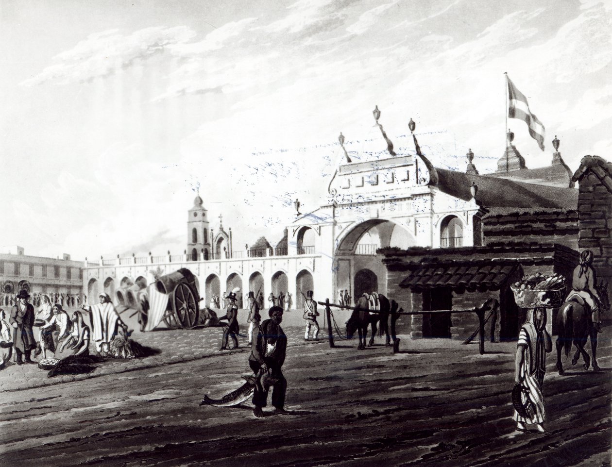 मार्केट प्लेस, डैनियल हैवेल (1785-1826) 1820 द्वारा उत्कीर्ण द्वारा एमरिक एसेक्स विडाल