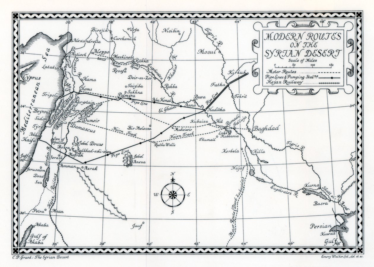 रेलवे और मोटर मार्ग और पाइपलाइन, सीरियाई रेगिस्तान, 1937 द्वारा एमरी वॉकर