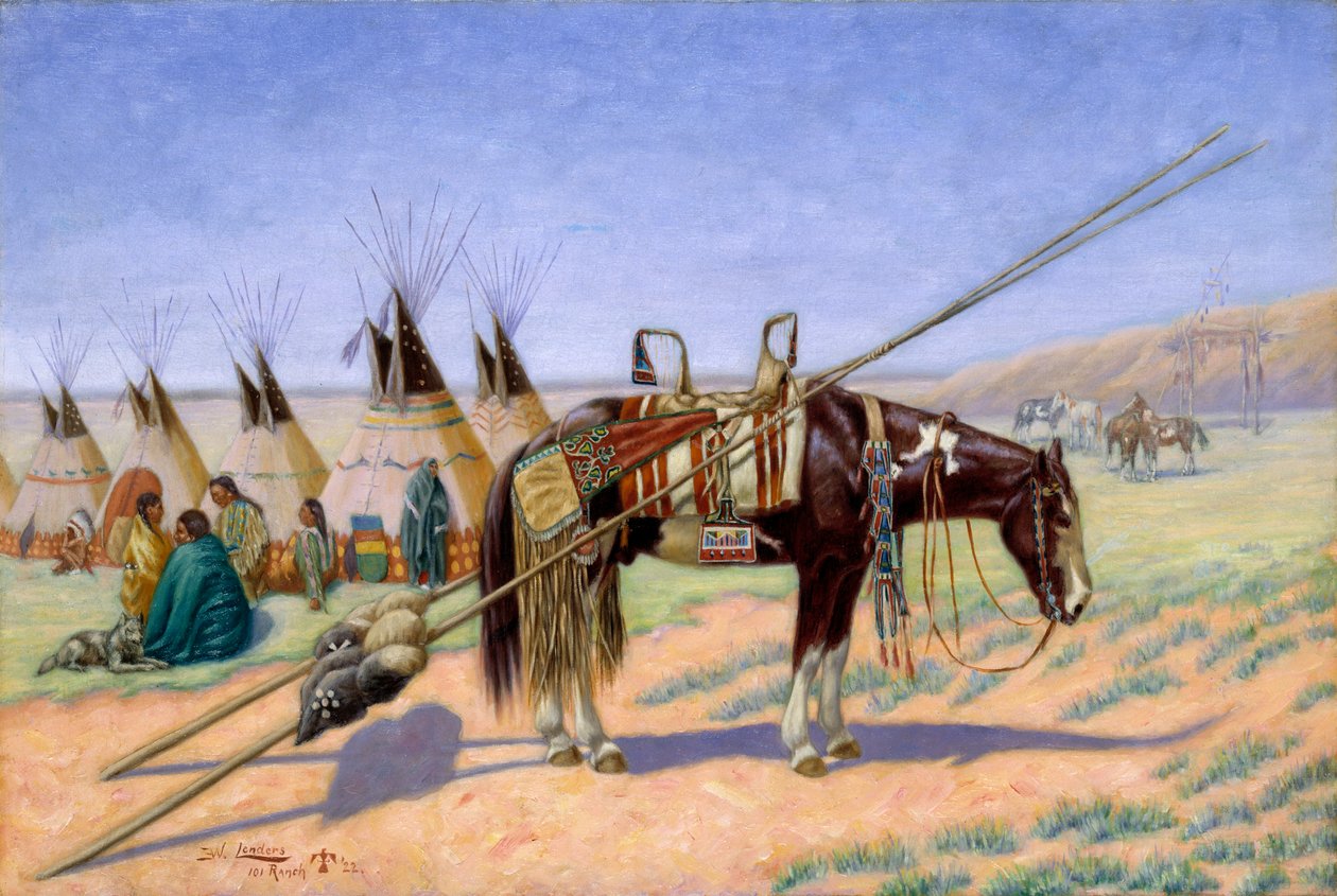 101 Ranch, 1922 में कैंप में भारतीय। द्वारा एमिल डब्ल्यू ऋणदाता