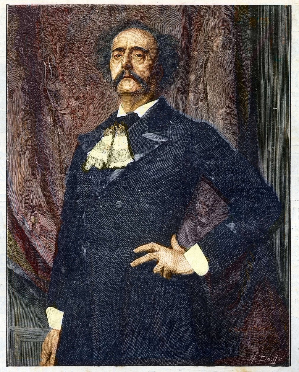 जूल्स बार्बे डी'ऑरेविली का पोर्ट्रेट (बारबे-डी'ऑरेविली) (1808-1889) - एमिल लेवी के बाद उत्कीर्णन द्वारा एमिल (बाद) लेवी