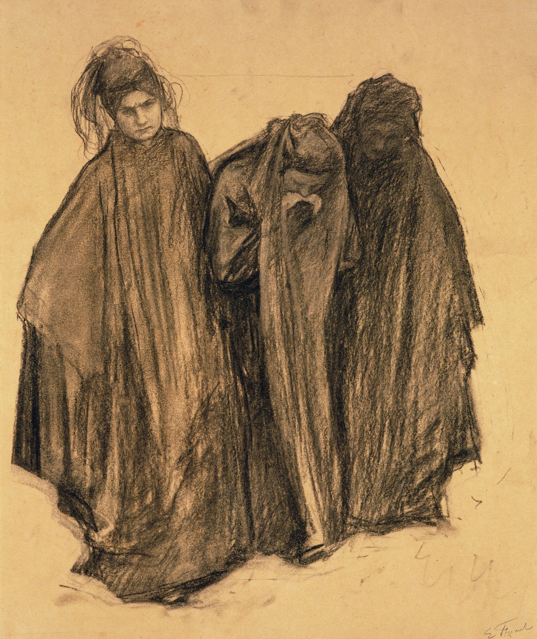 ला D0uleur, 1899 के लिए अध्ययन (कागज पर लकड़ी का कोयला) द्वारा एमिल फ्रेंट